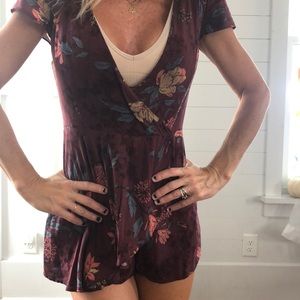 UO  kimichi blue romper Maroon blue pinkish